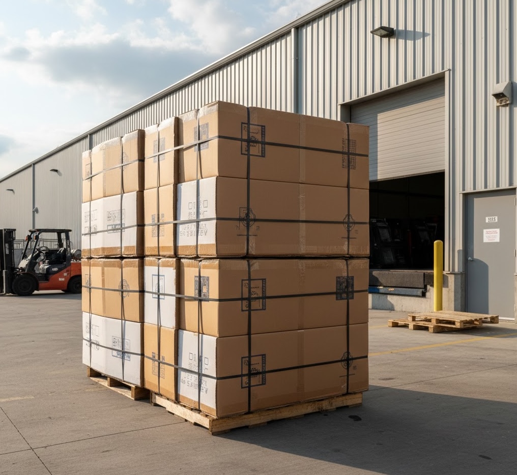 Recyclable packaging materials - cardboard boxes ready for processing